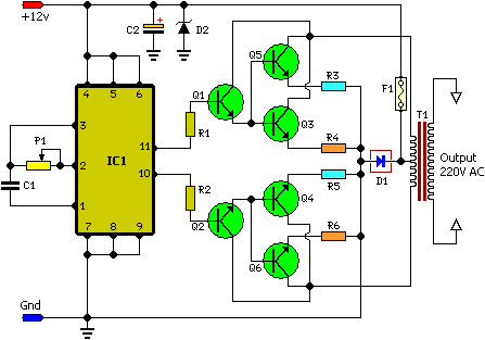 Схема инвертора 100w