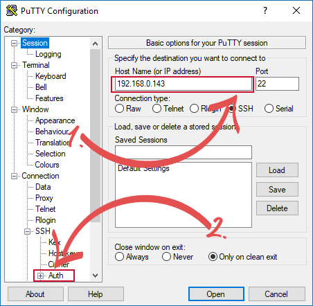 Ключи SSH Raspberry Pi PuTTY Изменить аутентификацию