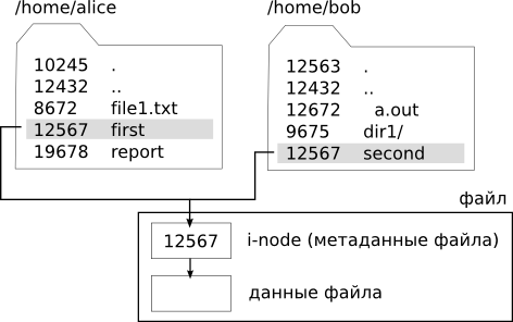 Пример жесткой ссылки