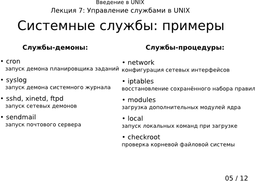 Презентация 7-05: системные службы: примеры