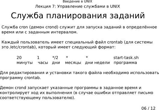 Презентация 7-06: служба планирования заданий