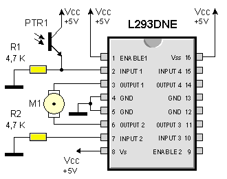 Схема простого робота на микросхеме L293DNE