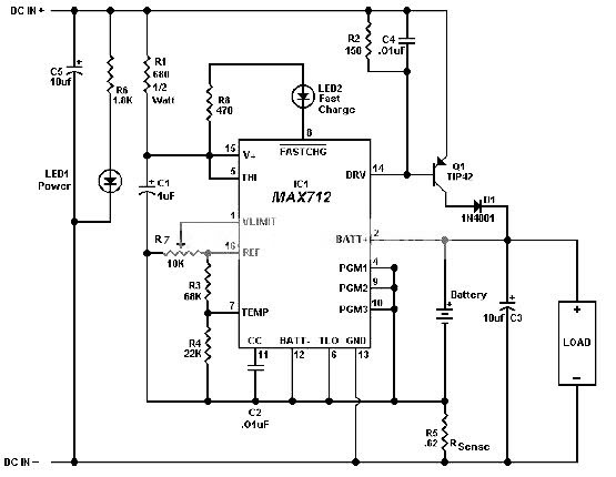 MAX712 заряжает NiMH NiCd батареи