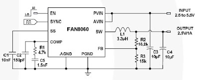 2.5V 1A dc converter circuit with FAN8060