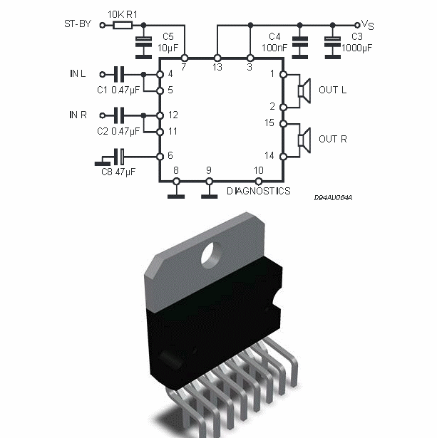 TDA7375 LM1036N Tone Controlled Amplifier Circuit TDA7375 amp 