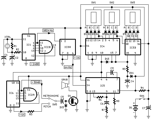 Электрическая схема генератора метронома